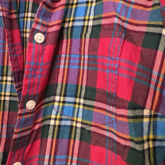 J Crew Mercantile Button Front Plaid Shirt Women XS Red Green Flannel - Picture 4 of 7